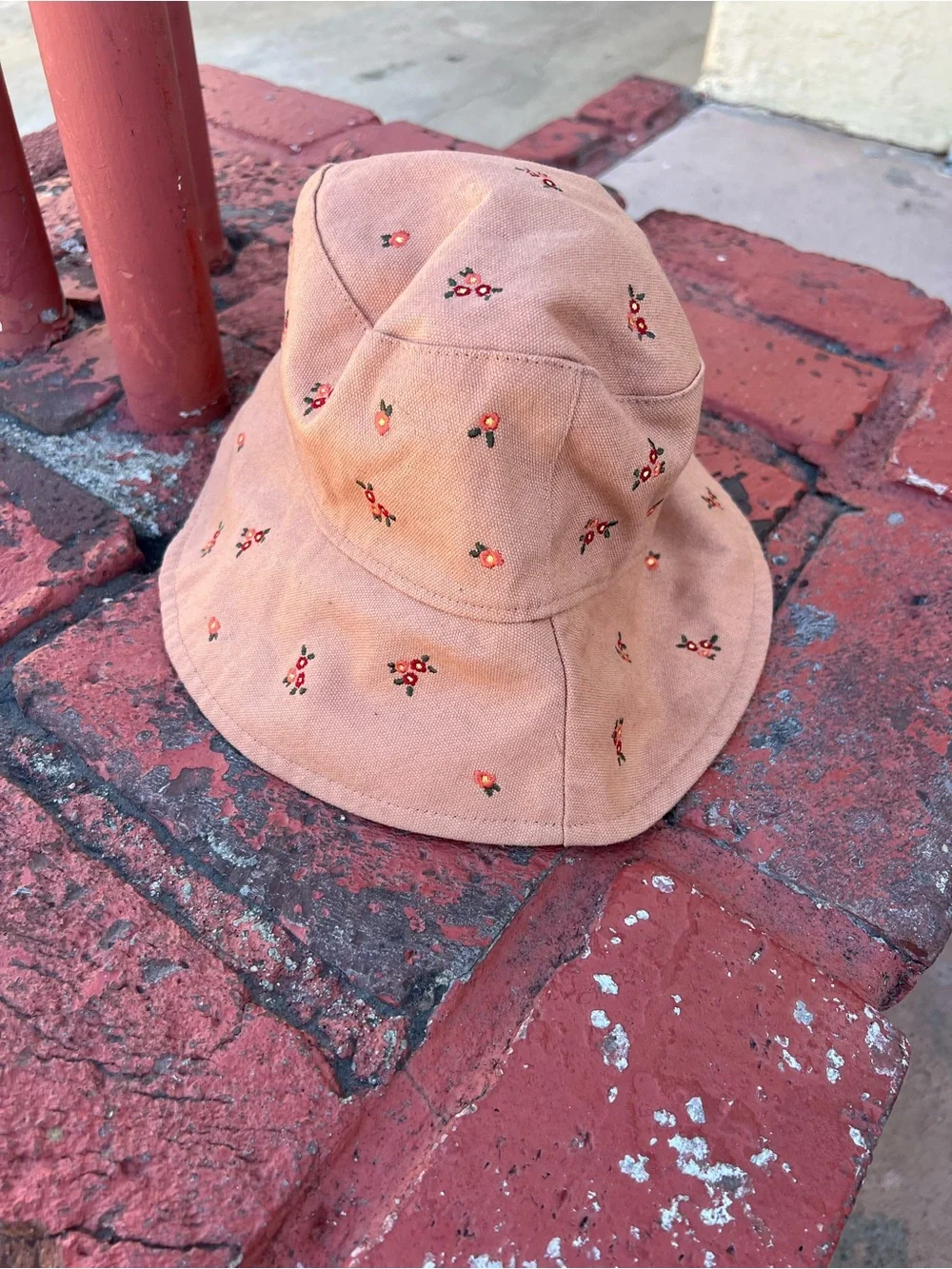 wild fable Peach Floral Embroidered Bucket Hat